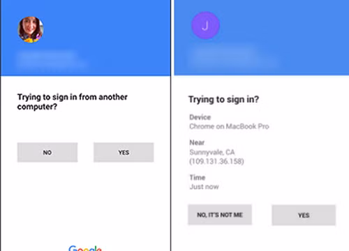 Google nâng cấp thông báo xác thực 2 bước