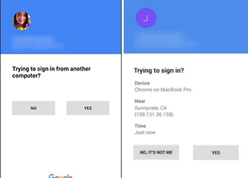 Google nâng cấp thông báo xác thực 2 bước