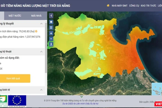 Bản đồ tiềm năng năng lượng mặt trời TP Đà Nẵng vừa được Trung tâm Tiết kiệm năng lượng và Chuyển giao công nghệ Đà Nẵng công bố.