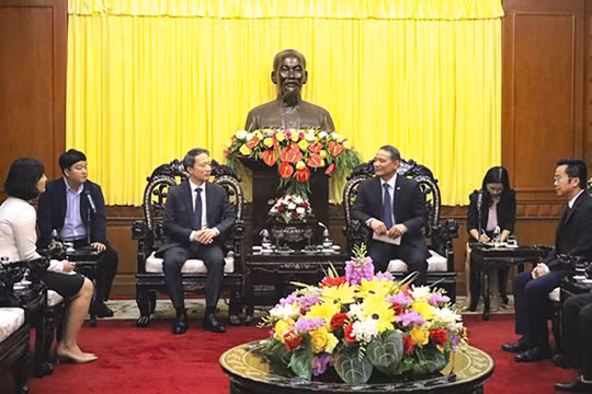 Tân Tổng Lãnh sự Hàn Quốc tại Đà Nẵng - ông Ahn Min Sik (người thứ 3 từ trái sang) tại chuyến thăm và chào xã giao Bí thư Thành ủy Đà Nẵng Trương Quang Nghĩa.