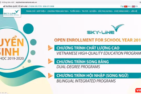 Trang tin điện tử của Trường liên cấp Sky-line đăng tải thông tin "mạo danh" trường quốc tế