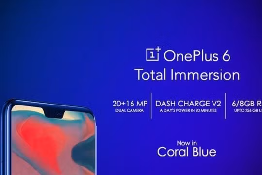 Xanh Coral là màu sắc mới của OnePlus 6. Nguồn: Gizmochina