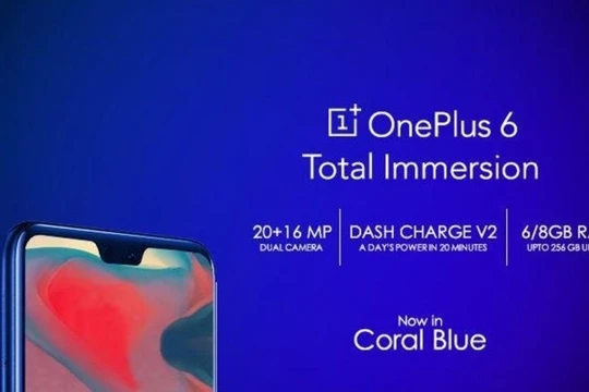 Xanh Coral là màu sắc mới của OnePlus 6. Nguồn: Gizmochina