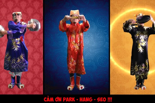 HLV Park Hang Seo được "Táo" Rocker Việt cao ngợi theo điệu Gangnam Style chế. Ảnh: Rocker Tuấn RC.
