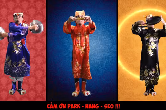 HLV Park Hang Seo được "Táo" Rocker Việt cao ngợi theo điệu Gangnam Style chế. Ảnh: Rocker Tuấn RC.