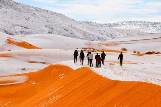 Năm 2016, cư dân bản địa đã nhìn thấy tuyết rơi tại sa mạc Sahara. Nguồn: RT