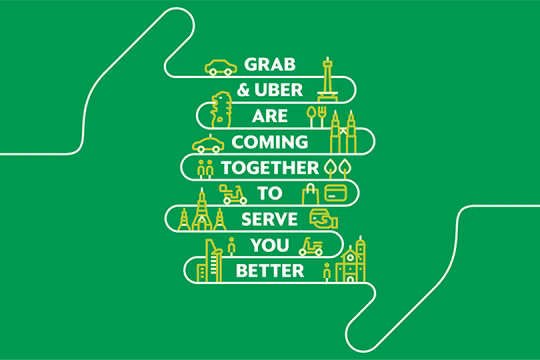 Quảng cáo của Grab sau vụ thâu tóm Uber tại Đông Nam Á với nội dung: "Grab và Uber sẽ sát nhập để phục vụ bạn tốt hơn". Nguồn: Grab