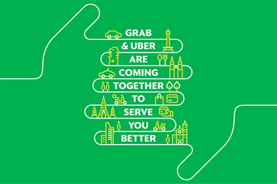 Quảng cáo của Grab sau vụ thâu tóm Uber tại Đông Nam Á với nội dung: "Grab và Uber sẽ sát nhập để phục vụ bạn tốt hơn". Nguồn: Grab