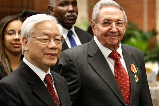 Tổng bí thư Nguyễn Phú Trọng trong chuyến thăm tới Cuba vào cuối tháng 3/2018. Ảnh: BBC