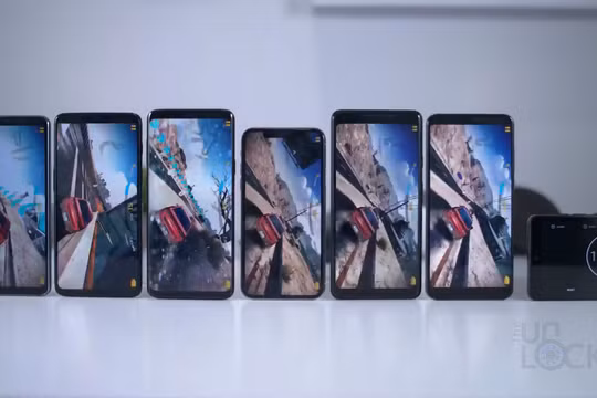 OnePlus 6, LG G7, Galaxy S9 Plus, iPhone X, Google Pixel 2 XL và Huawei P20 Pro. Ảnh: TheUnlockr