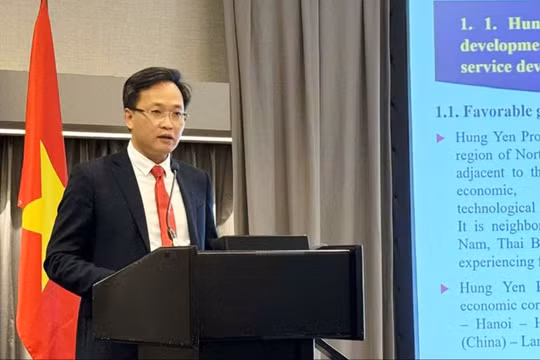 Bí thư Tỉnh ủy Nguyễn Hữu Nghĩa phát biểu tại Tọa đàm bàn tròn kết nối địa phương, doanh nghiệp về công nghệ cao tại San Fransisco, Mỹ.