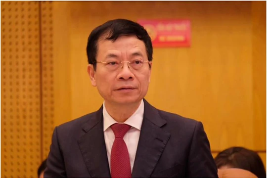 Bộ trưởng Nguyễn Mạnh Hùng phát biểu tại Hội nghị. Ảnh Mic