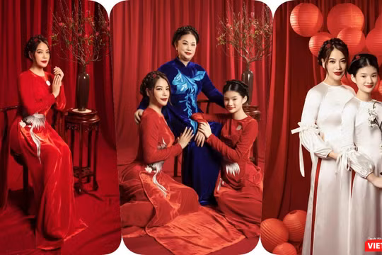 Ba thế hệ nhà Trương Ngọc Ánh diện áo dài đón xuân 2022