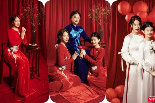 Ba thế hệ nhà Trương Ngọc Ánh diện áo dài đón xuân 2022
