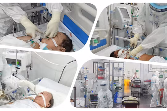 Chăm sóc bệnh nhân nặng COVID-19 ở Trung tâm Hồi sức tích cực Bệnh viện Trung ương Huế tại TP.HCM trong giai đoạn đỉnh dịch. Ảnh: Hoà Bình