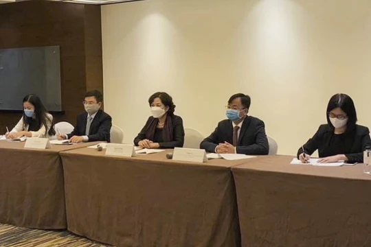 Phó Thống đốc NHNN Nguyễn Thị Hồng làm việc với đại diện Bộ Tài chính Mỹ (Nguồn: sbv.gov.vn)