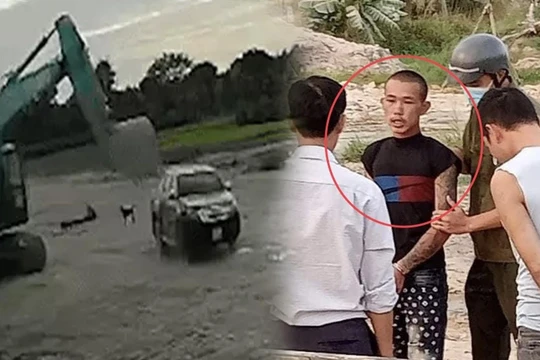 Tài xế thoát chết trong gang tấc khi bị gầu máy xúc bổ xuống xe