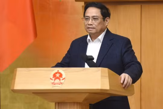 Thủ tướng Phạm Minh Chính phát biểu chỉ đạo tại phiên họp Chính phủ thường kỳ tháng 1/20223 (Ảnh: VGP)