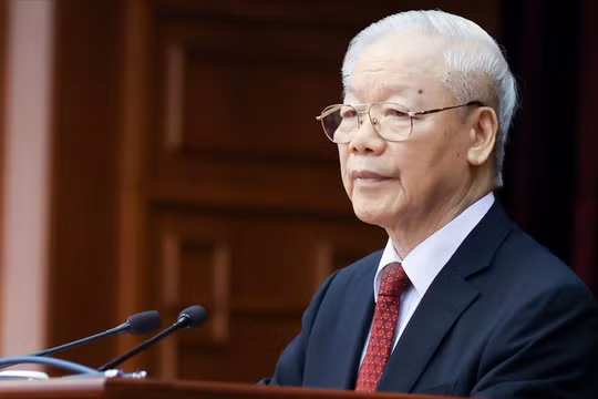 Tổng Bí thư Nguyễn Phú Trọng và các đồng chí lãnh đạo Đảng, Nhà nước đến dự phiên bế mạc Hội nghị Trung ương giữa nhiệm kỳ - Ảnh: VGP/Nhật Bắc