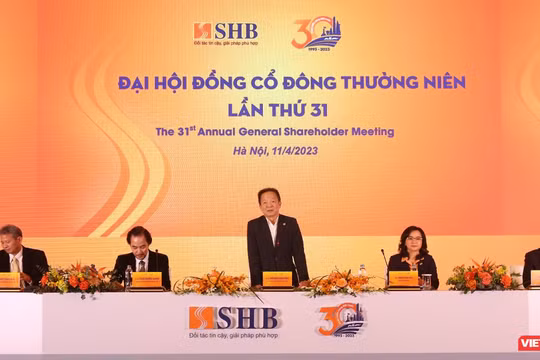 Ông Đỗ Quang Hiển - Chủ tịch HĐQT SHB - phát biểu tại AGM 2023