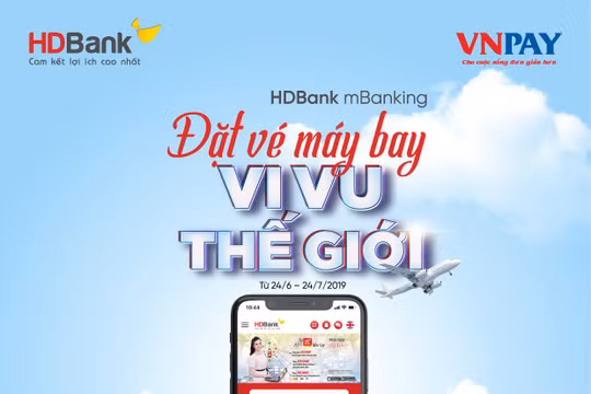 “Đặt vé máy bay” trên ứng dụng HDBank mBanking giúp khách hàng có nhiều lựa chọn trong việc đặt mua vé, so sánh giá với thao tác dễ dàng, thanh toán nhanh chóng.