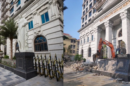 ​Hình ảnh hàng rào dự án D’. Palais Louis bị đập bỏ để điều chỉnh lại