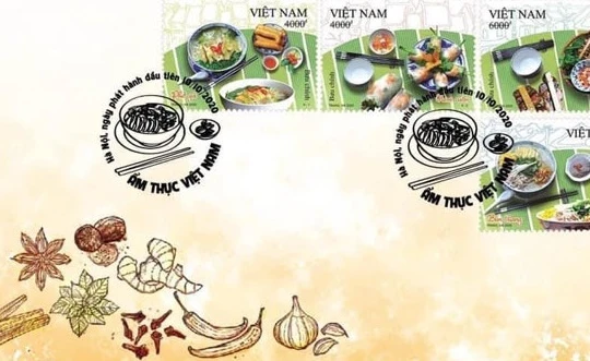 Bộ tem Ẩm thực Việt Nam trong ngày phát hành.