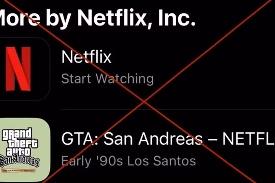 Các trò chơi Neflix cung cấp có cả trò chơi bạo lực GTA dành cho lứa tuổi 18+. Ảnh chụp màn hình