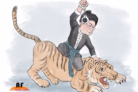 Quan chức phạm tội tự nguyện ra đầu thú là một xu thế mới xuất hiện trong công cuộc "Đả Hổ" của Trung Quốc năm 2019. Tranh biếm: Đa Chiều.