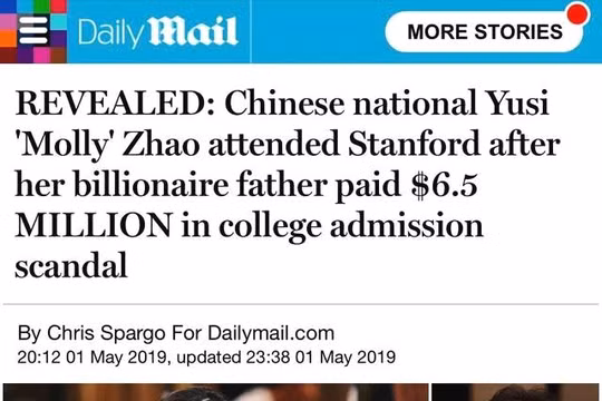 Vụ việc tỷ phú Trung Quốc Triệu Đào chạy tiền cho con vào đại học Mỹ được báo chí phương Tây phanh phui.