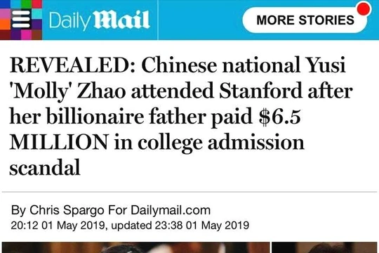 Vụ việc tỷ phú Trung Quốc Triệu Đào chạy tiền cho con vào đại học Mỹ được báo chí phương Tây phanh phui.