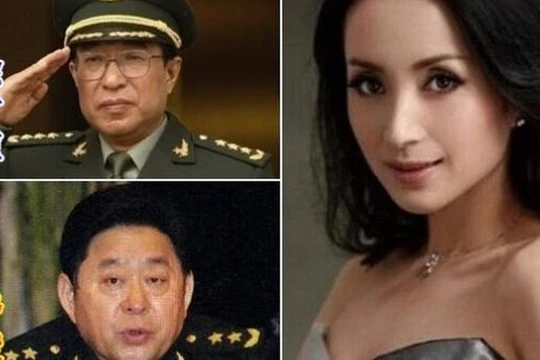 "Quân trung yêu cơ" Thang Sán và 2 người tình Phó chủ tịch Quân ủy Từ Tài Hậu (trên) và Phó Chủ nhiệm Tổng bộ Hậu cần Cốc Tuấn Sơn (dưới).