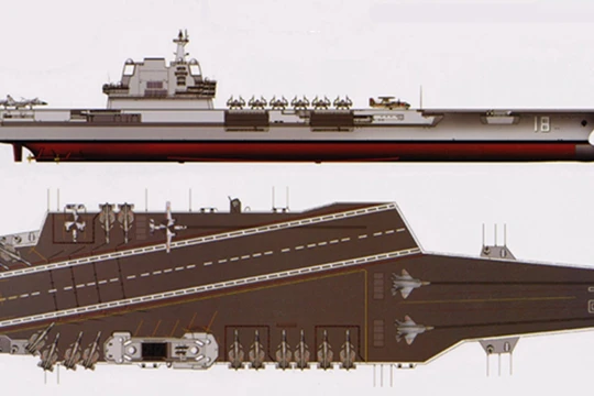 Bản vẽ mẫu tàu sân bay kiểu mới của Trung Quốc sử dụng máy phóng giống các tàu sân bay của Mỹ.