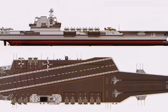 Bản vẽ mẫu tàu sân bay kiểu mới của Trung Quốc sử dụng máy phóng giống các tàu sân bay của Mỹ.