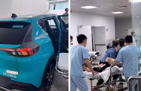 CSGT Hà Nội "mở lối" cho taxi vượt tắc đường cứu người phụ nữ bị tai nạn