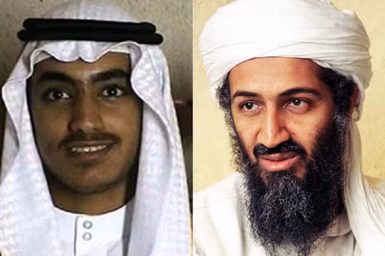 Hamza bin Laden (trái) và cha mình là trùm khủng bố Osama bin Laden (Ảnh: Getty)