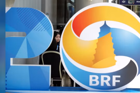 Logo của sáng kiến Vành đai và Con đường trong Hội nghị thượng đỉnh tổ chức tại Bắc Kinh hôm 25/4/219 (Ảnh: Reuters)