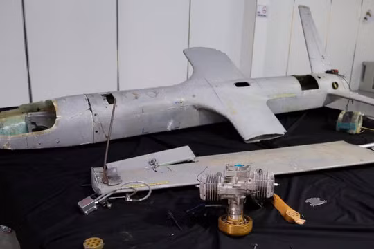 Một chiếc drone UAV-X của Houthi được bắt gặp ở Hodeida, Yemen (Ảnh: Washington Post)