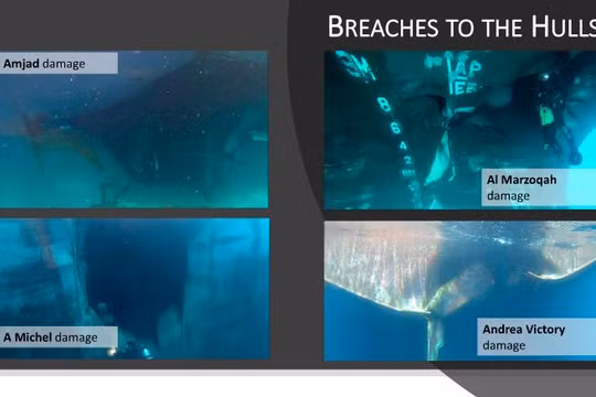 Hình ảnh đánh giá tổn thất của các tàu bị tấn công mà các nước công bố (Ảnh: CNN)