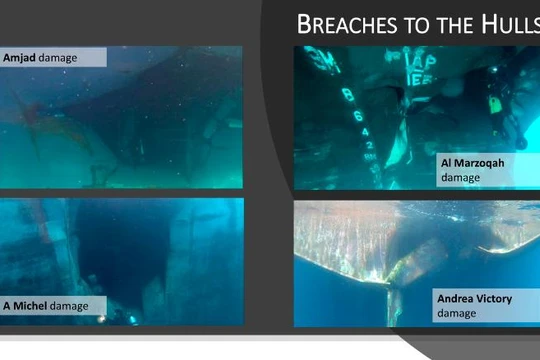 Hình ảnh đánh giá tổn thất của các tàu bị tấn công mà các nước công bố (Ảnh: CNN)