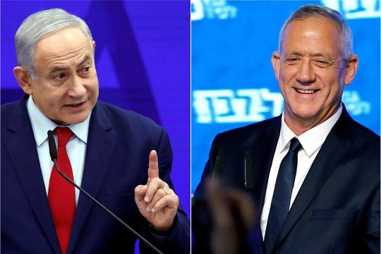 Đảng của Thủ tướng Netanyahu và cựu tướng quân đội Gantz đang ganh đua sát nút (Ảnh: Reuters)