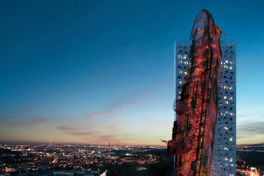 Phối cảnh tòa tháp Top Tower có hình dạng xác tàu đắm giữa lòng Prague (Ảnh: CNN)