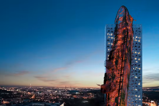 Phối cảnh tòa tháp Top Tower có hình dạng xác tàu đắm giữa lòng Prague (Ảnh: CNN)