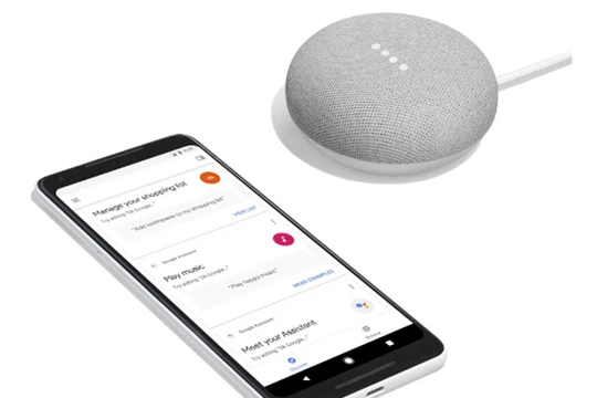 Pixel 2 XL cùng loa thông minh Home Mini (ảnh: Walmart)