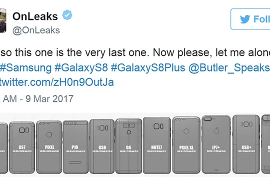 Kích thước các mẫu điện thoại cao cấp của Samsung, Apple và Google