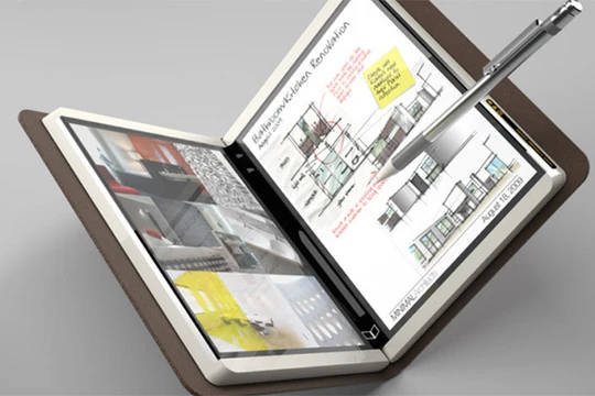 Một mẫu máy tính bảng có tên mã là Courier đã không được phát hành hồi năm 2009 cho chúng ta hình dung khái niệm về một máy tính bảng gập đôi của Microsoft (ảnh: Phone Arena)