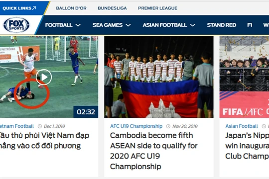 Fox Sport đăng tải clip về pha dẫm vào mặt cầu thủ đối phương khiến ai xem cũng phải rùng mình