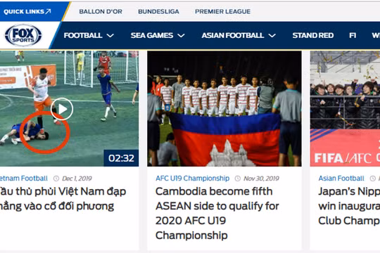 Fox Sport đăng tải clip về pha dẫm vào mặt cầu thủ đối phương khiến ai xem cũng phải rùng mình