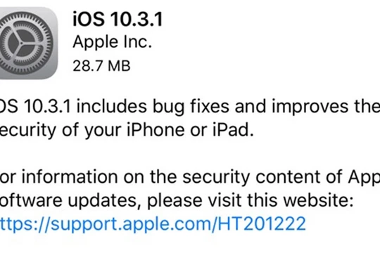 iOS 10.3.1 tập trung vào các tính năng bảo mật cho iPhone, iPad