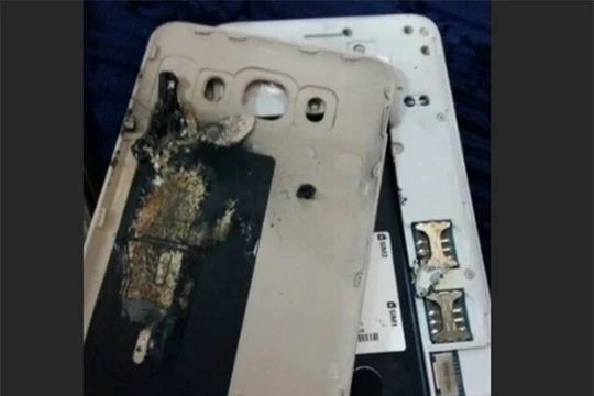 Hình ảnh Galaxy J7 sau vụ cháy nổ
